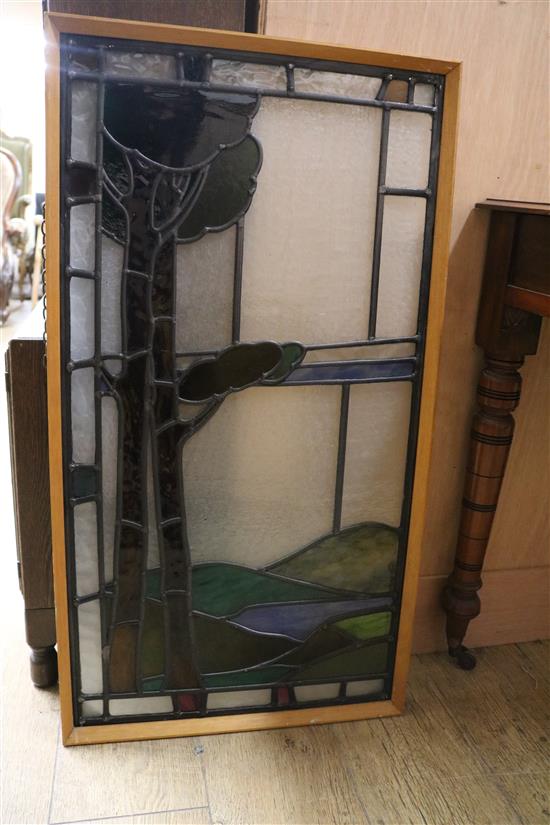 Two stained glass panels W.46.5cm and 49.5cm